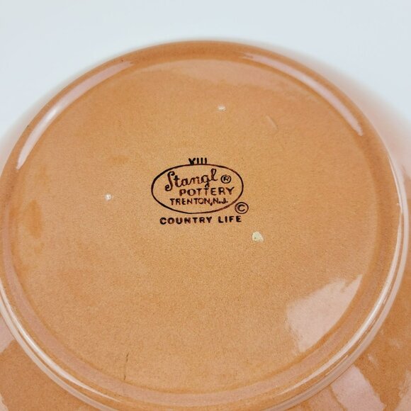 Rare Stangl Pottery Country Life 8" Serving Bowl, Hand-Painted Duck in Pond, USA - Picture 7 of 12